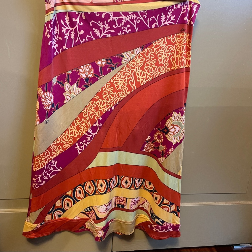 Etro Milano Red and Orange Sarong Skirt Women’s 42, fits like a small / medium